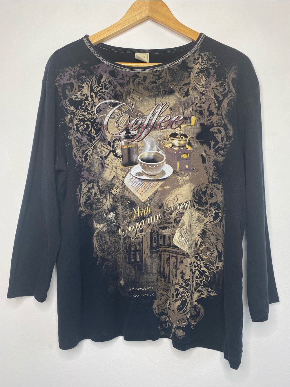 Jess & Jane Womens XL Artsy Y2K
Grunge Eclectic Rhinestone Coffee
Crewneck Top